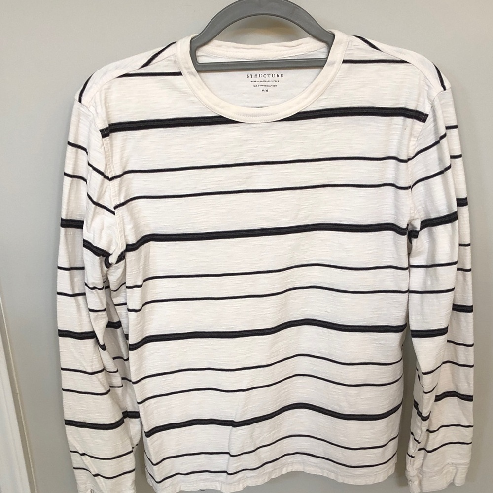 Structure Men's Long Sleeve Shirt - White With Bl… - image 1